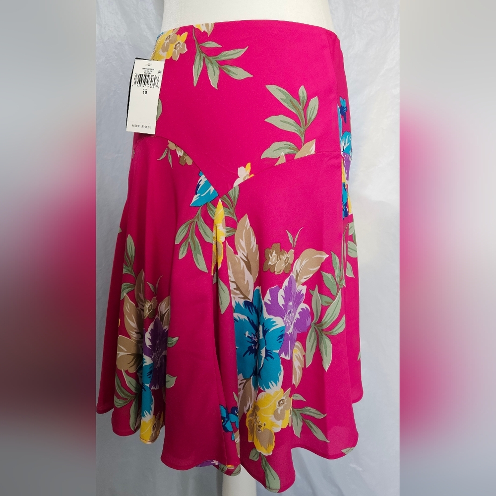 Lauren Ralph Lauren Floral Midi Skirt in Fuchsia NWT - Picture 5 of 9